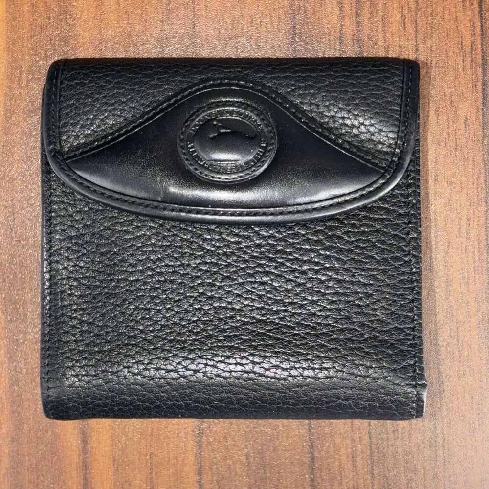 Vintage Dooney & Bourke Wallet Womens Black Leather Bifold Coin Purse Made USA